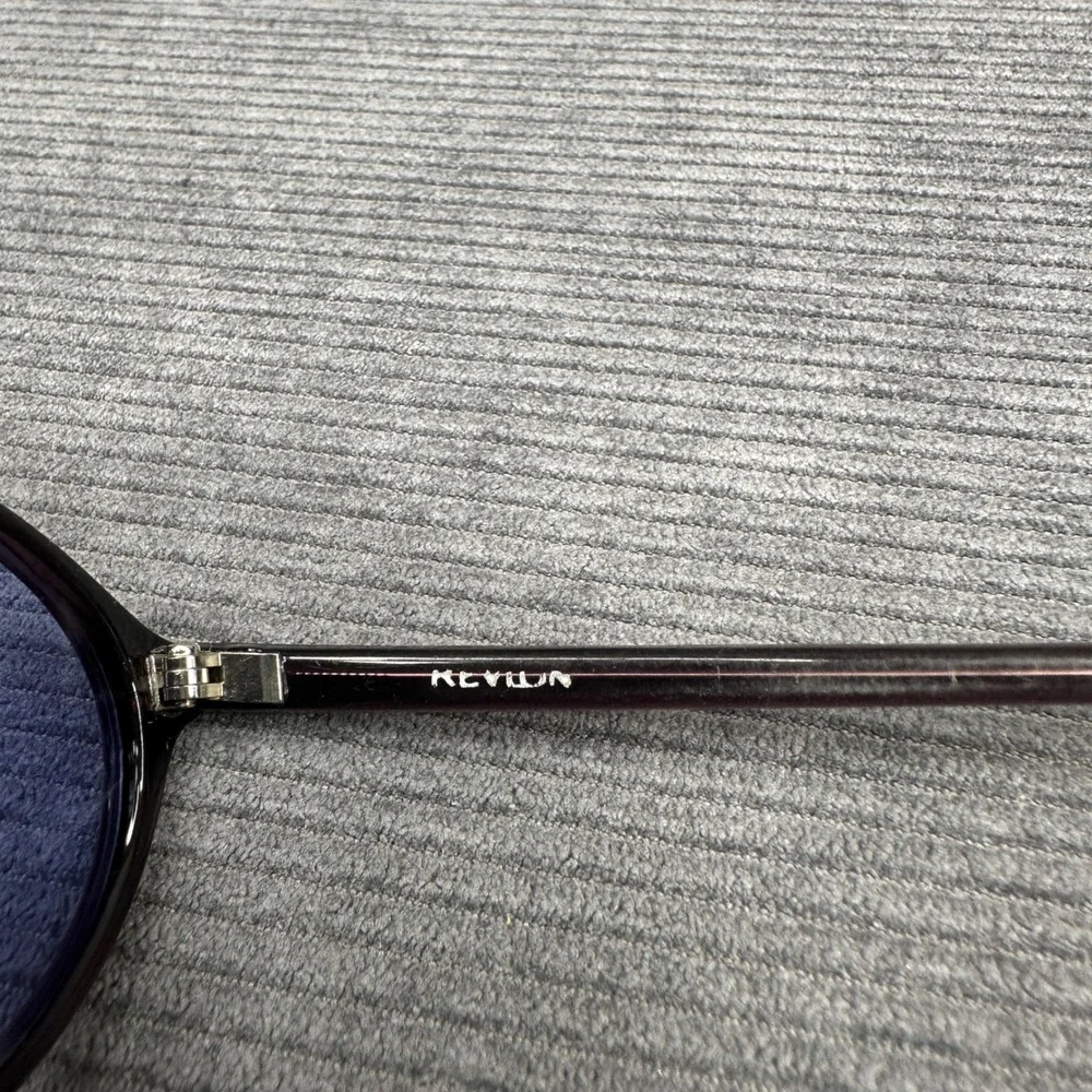 Revlon Vintage Oval Sunglasses Purple Burgundy Frame Blue Tint Lenses Retro 90s